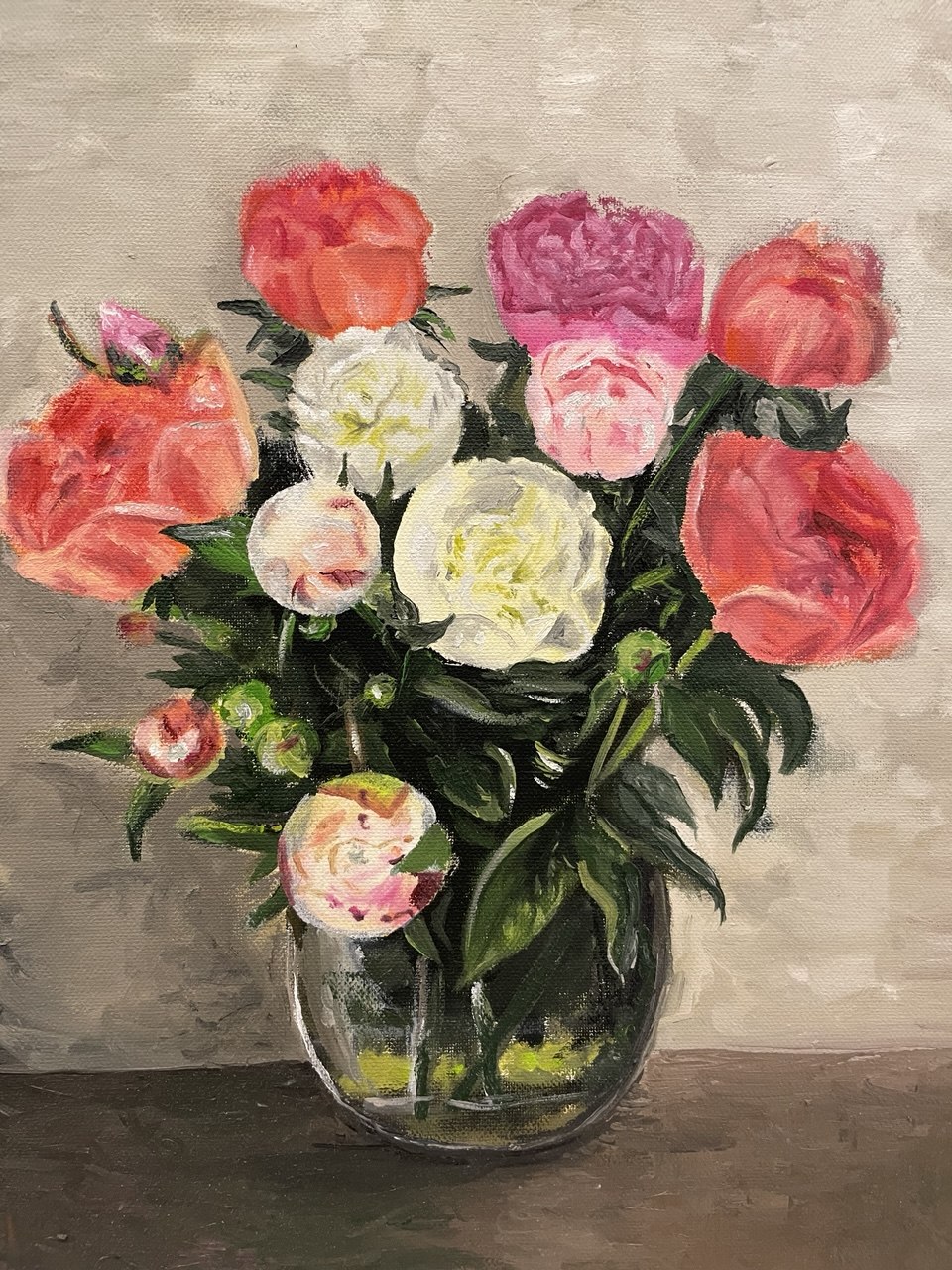 Peonies in a Glass Vase