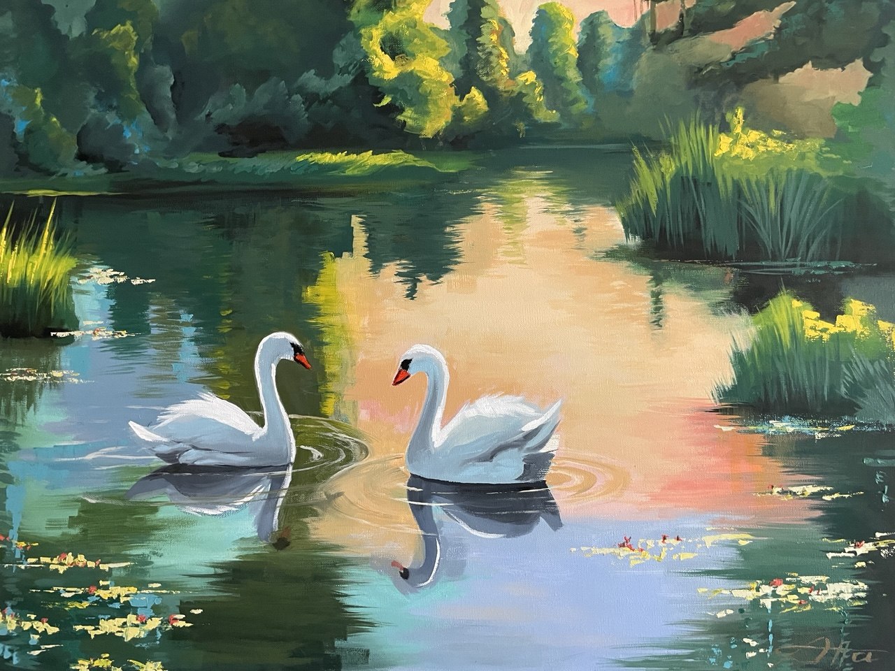 Two Swans on the Pond